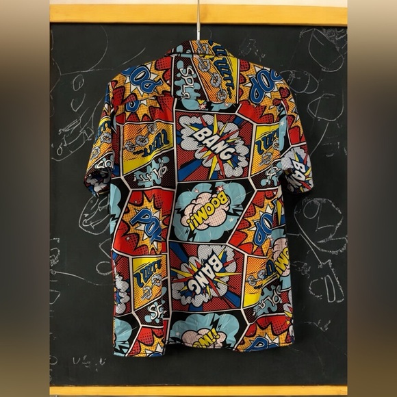 Men’s button up Comic Print Shirt Oh Snap Drill Clothing Size M. - Picture 5 of 9